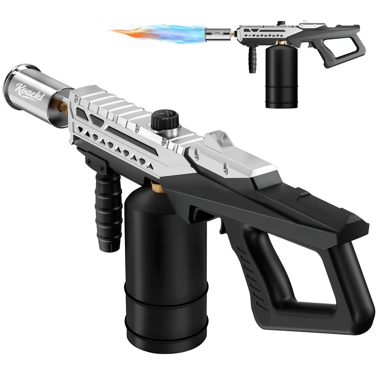 Koackl propane torch gun with adjustable flame for precise cooking and soldering.