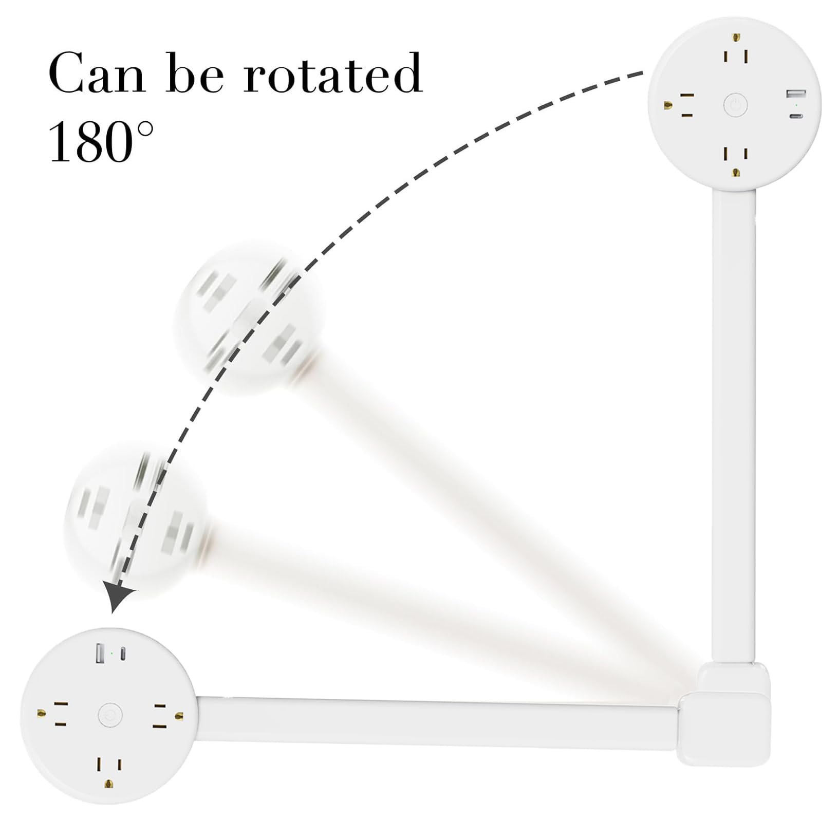 KOAXON outlet extender rotated to 180 degrees to fit beside furniture.