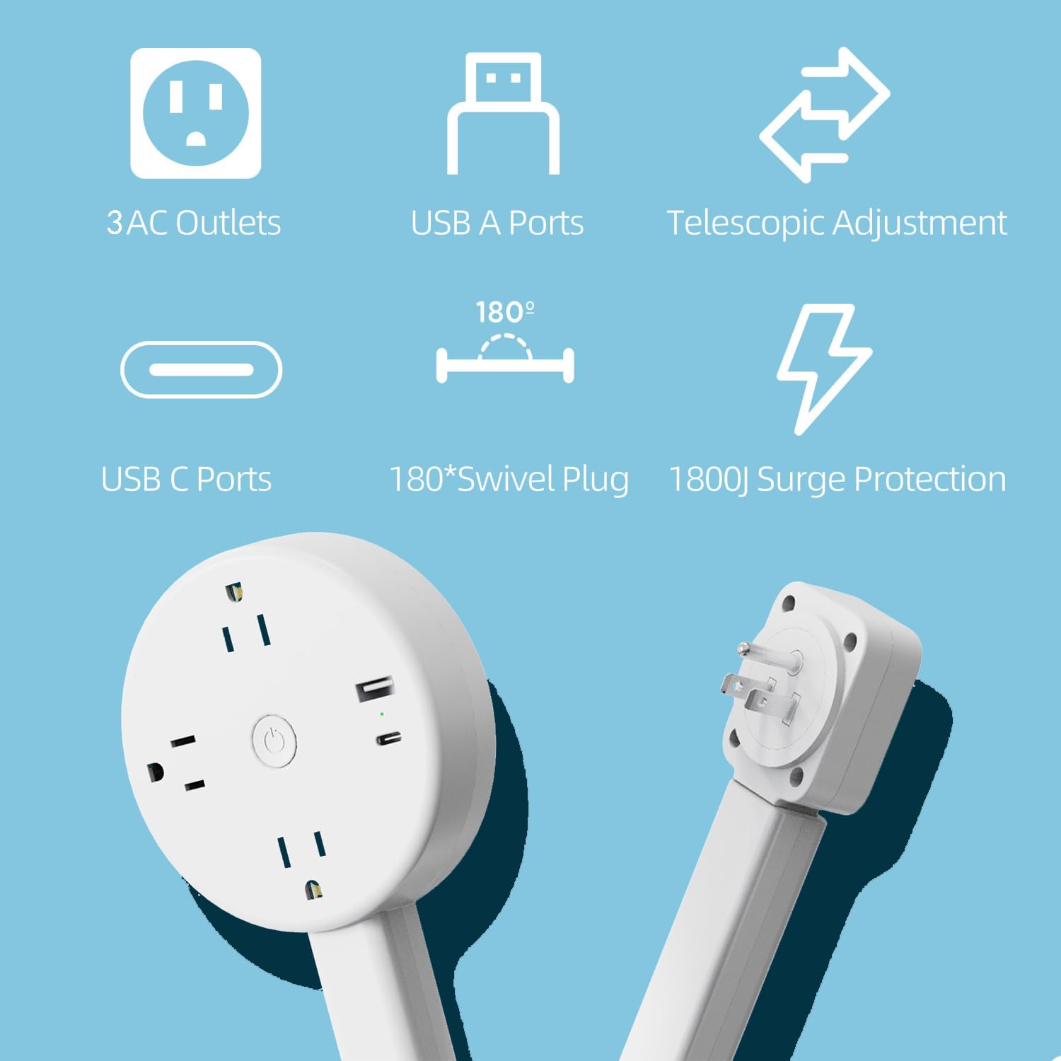 KOAXON three AC outlets support multiple devices at once.