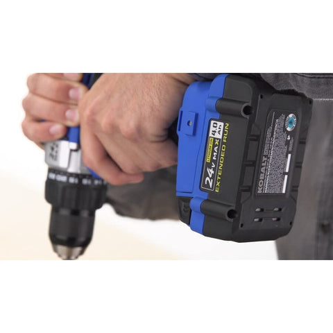 Kobalt 24V battery charges in about one hour with a compatible charger.
