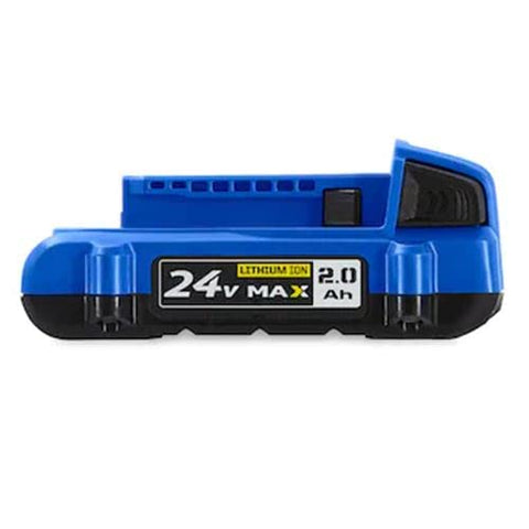 Kobalt 24V Max 2.0Ah battery in toolkit demonstrates extended runtime for tasks.