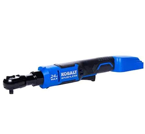 Kobalt 24V Max ratchet with ergonomic grip enables comfortable use in hard-to-reach spots.