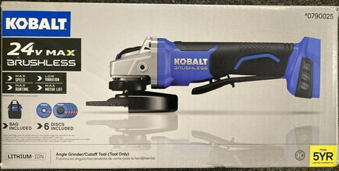 Kobalt 5-in cordless angle grinder with brushless motor delivering 8500 RPM.