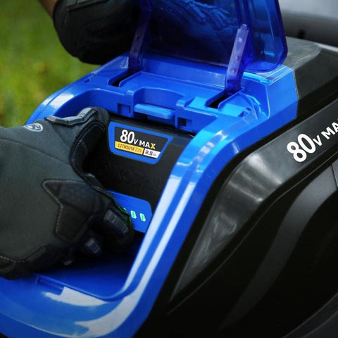 Kobalt 80V battery in-use with tools highlights seamless swap-to-continue workflow.