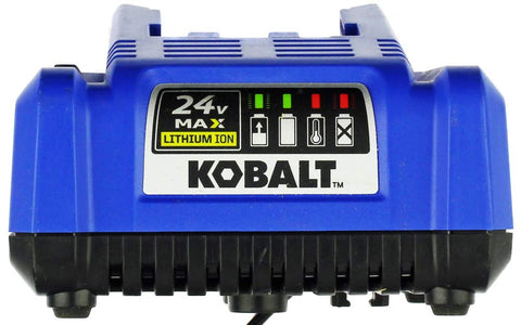 Kobalt KRC 2445-03 charger with Black and Blue dual color options for tool matching