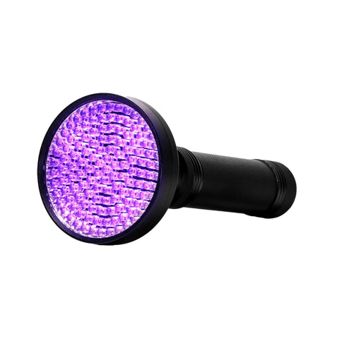 KOBRA UV flashlight front view highlights rugged design and 23W output for strong fluorescence.