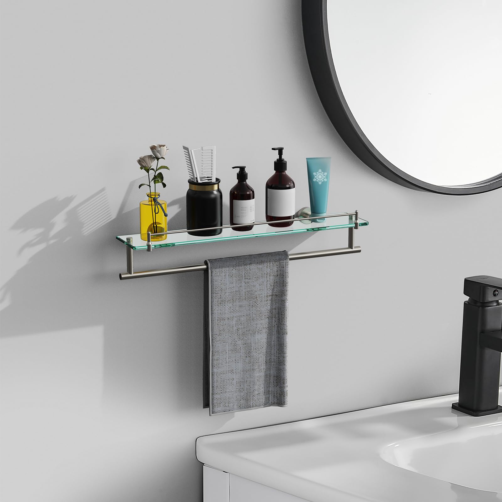 KOCOK brushed nickel finish matches modern fixtures with a sleek look.