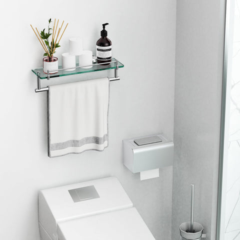 KOCOK chrome-polished brackets resist corrosion for durable bathroom storage.