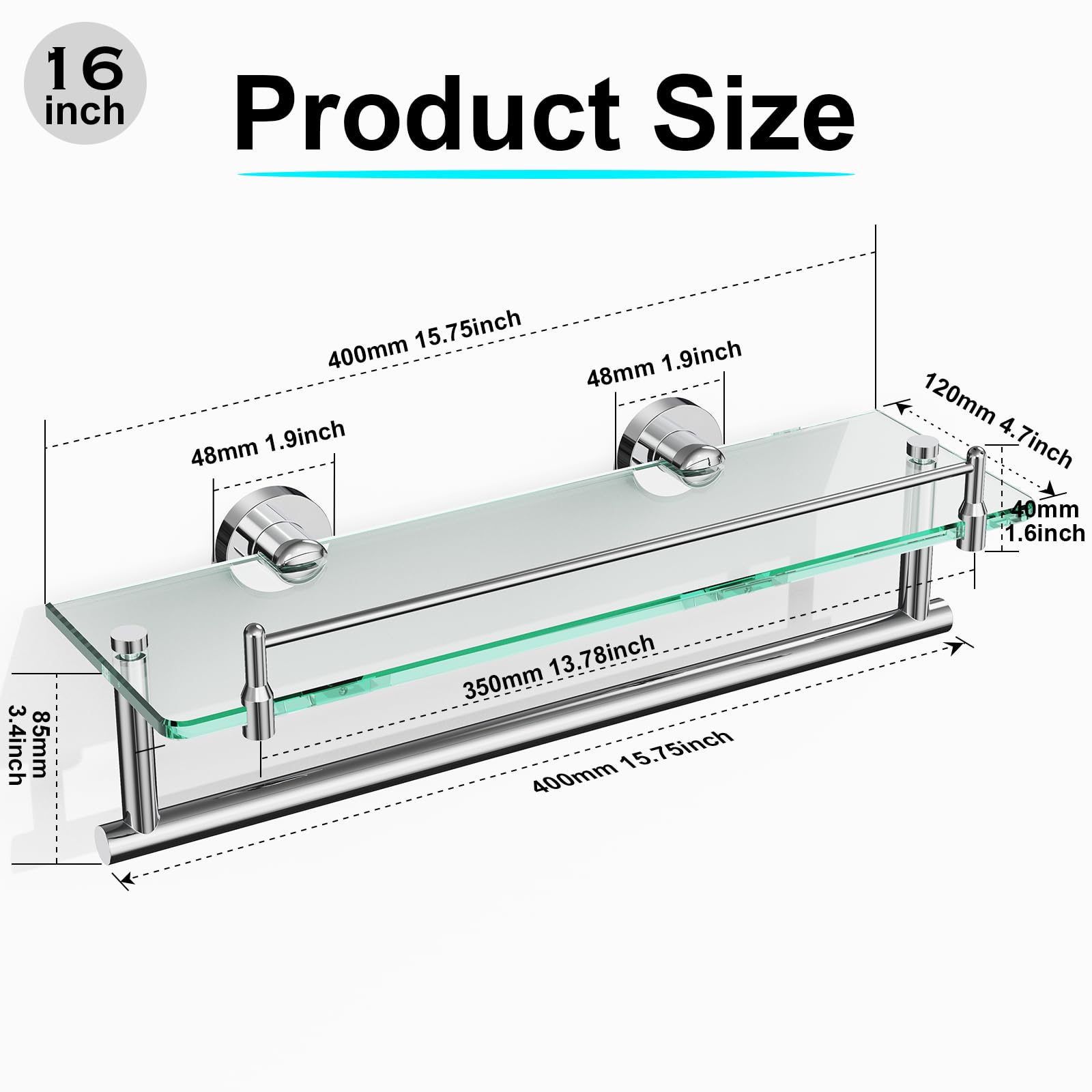 KOCOK tempered glass panel, 0.3 inch thick, adds safety and style.