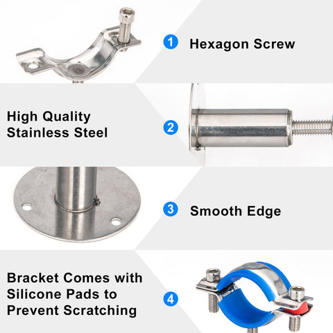 Kodilin adjustable-height pipe bracket allows 50–100 mm customization.