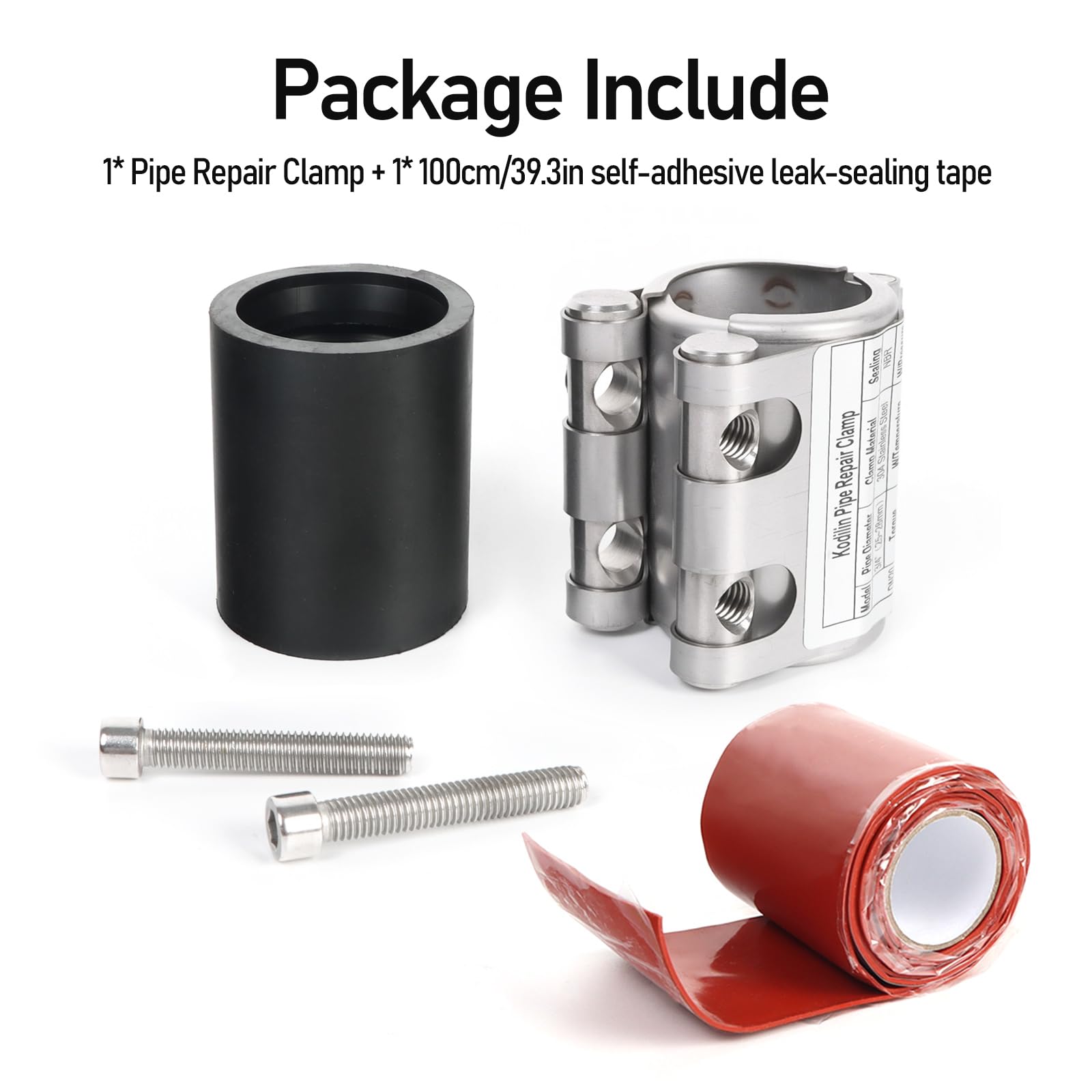 Kodilin emergency repair kit in use for water, gas, or oil line quick fixes.