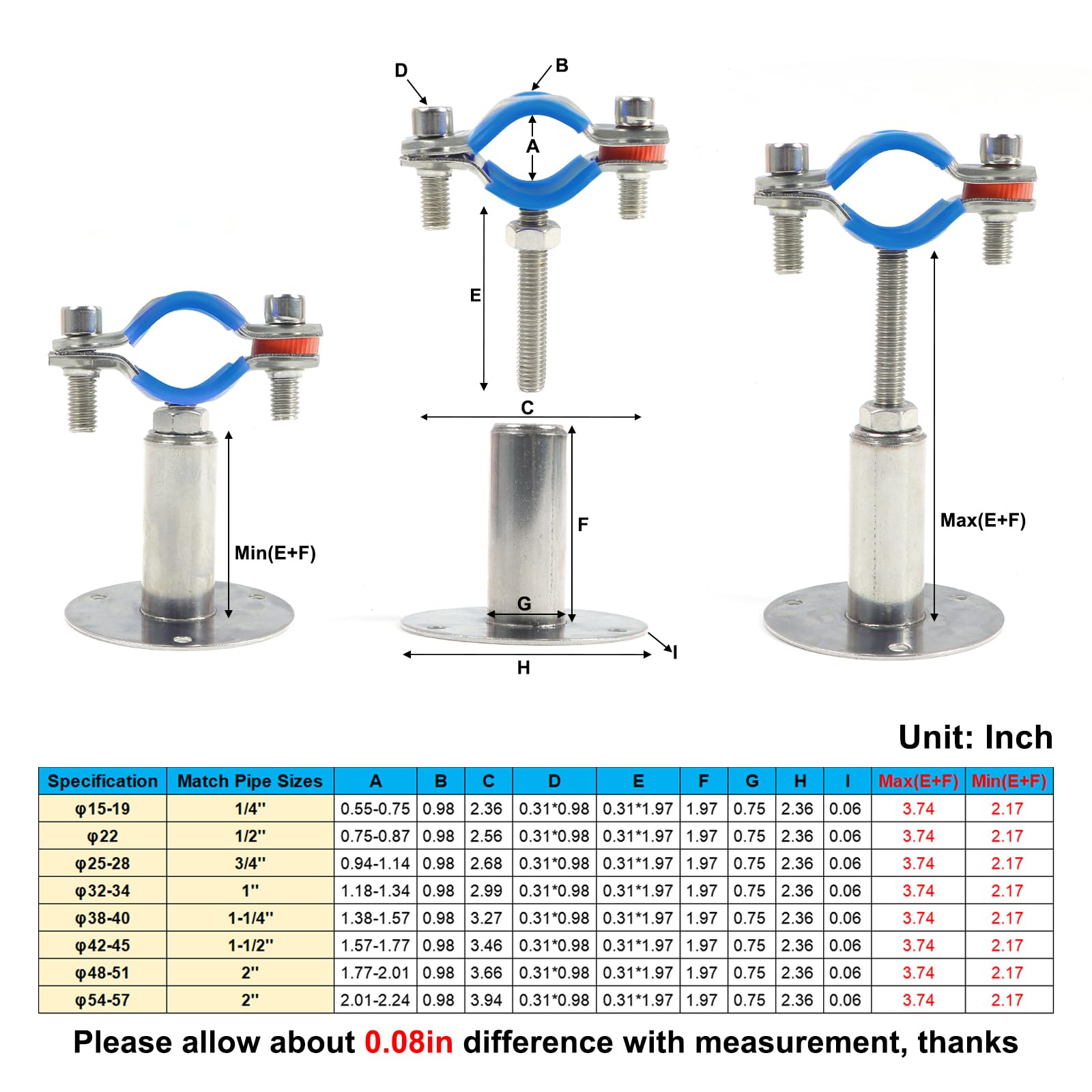 Kodilin pipe bracket ceiling mount in 304 stainless steel keeps pipes secure overhead.