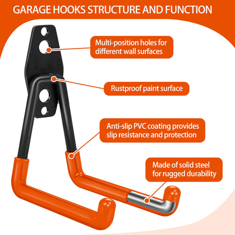 Kodreat easy-install garage hooks with two screw types for versatile walls