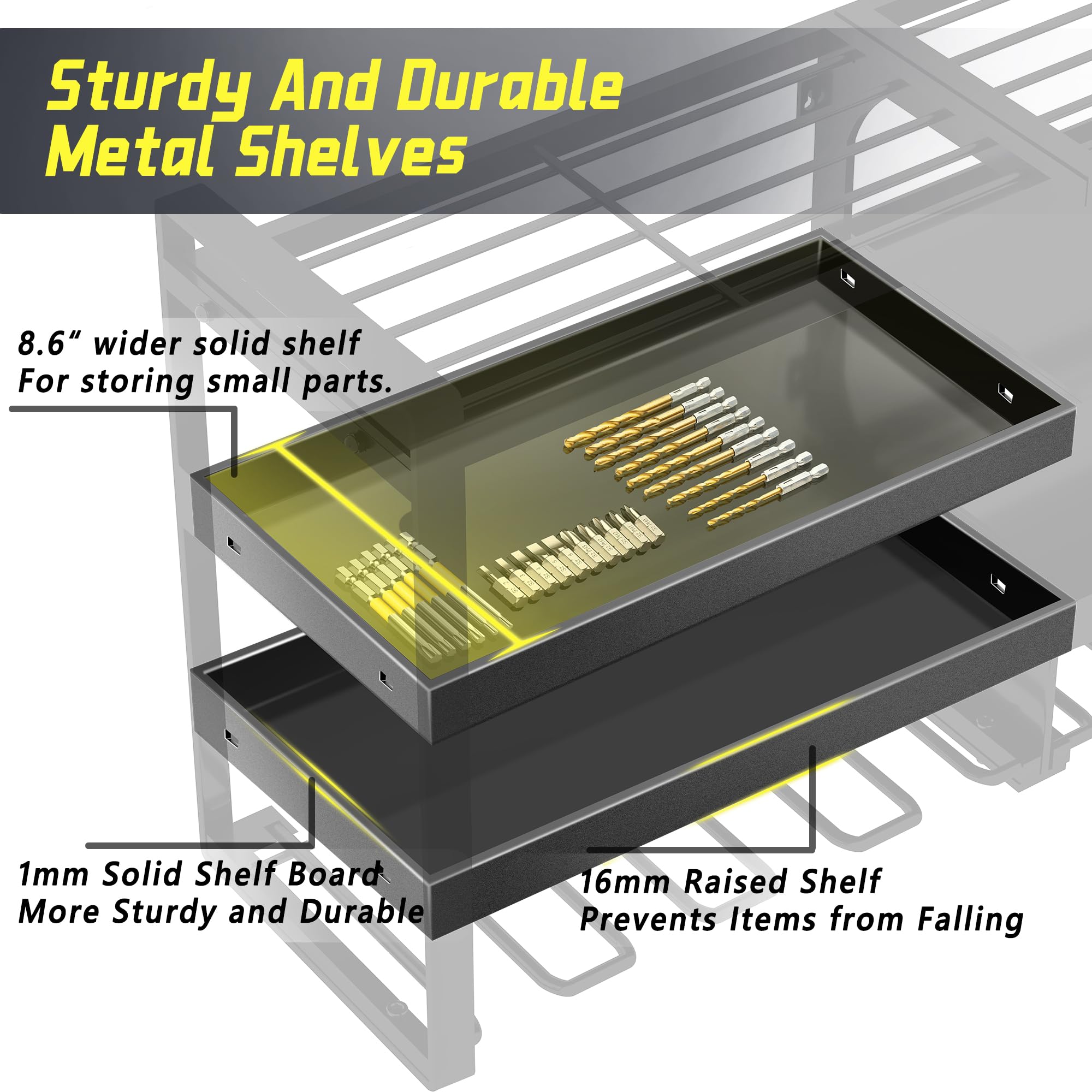 Kodreat four-tier design from side angle highlights ample storage and tool separation.