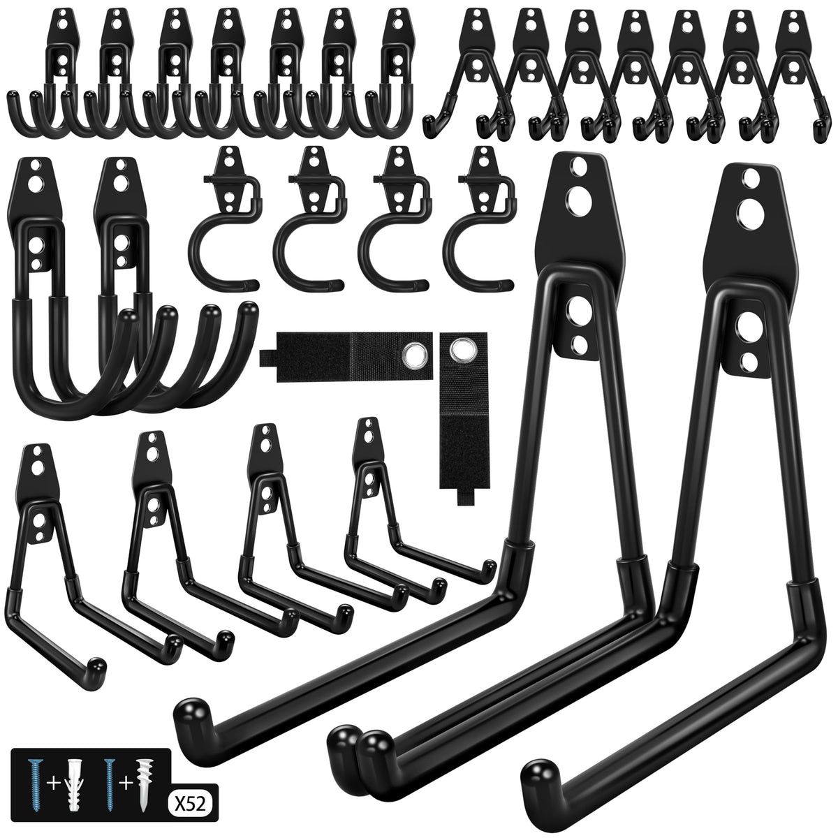 Kodreat heavy-duty garage hooks: seven small U-hooks for compact tool storage.
