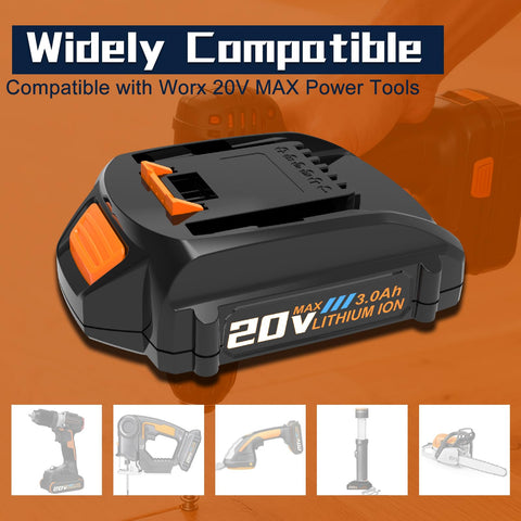Koedsion battery label shows compatible Worx WA3520 WA3525