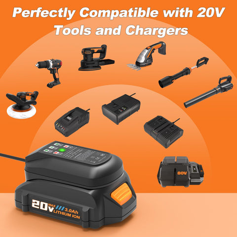 Koedsion WA3732 charger for Worx 20V packs speeds up charging.