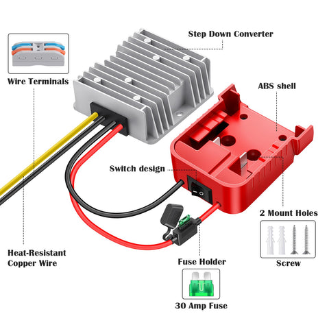 KOEZEOI 18V-to-12V adapter side connection for reliable Milwaukee compatibility