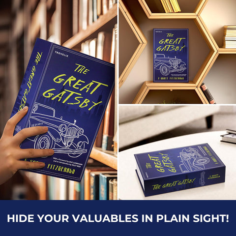 KOFAIR hollow book safe interior dimensions reveal ample hidden space.