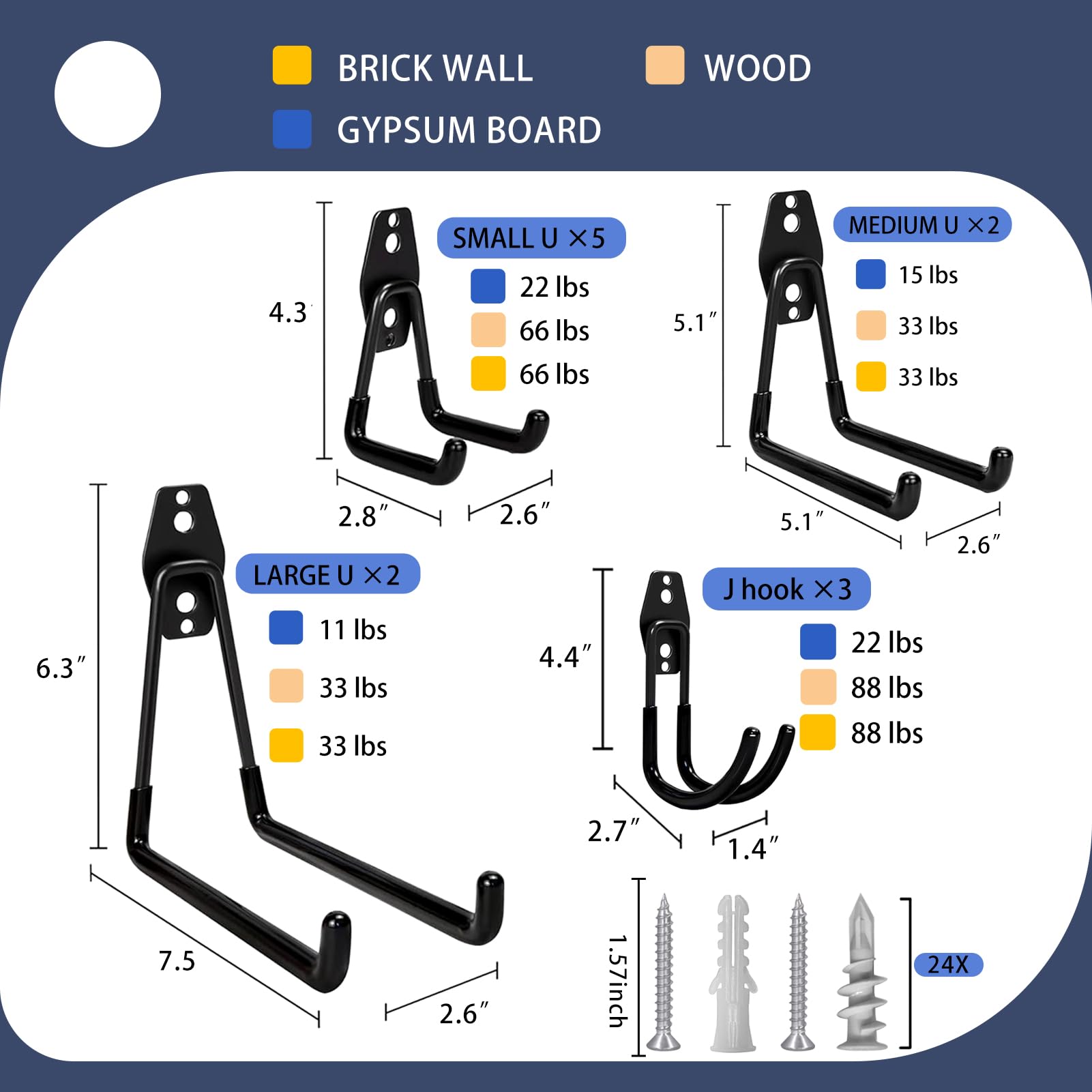 KOFANI garage hooks feature anti-slip coating to prevent slipping and scratches