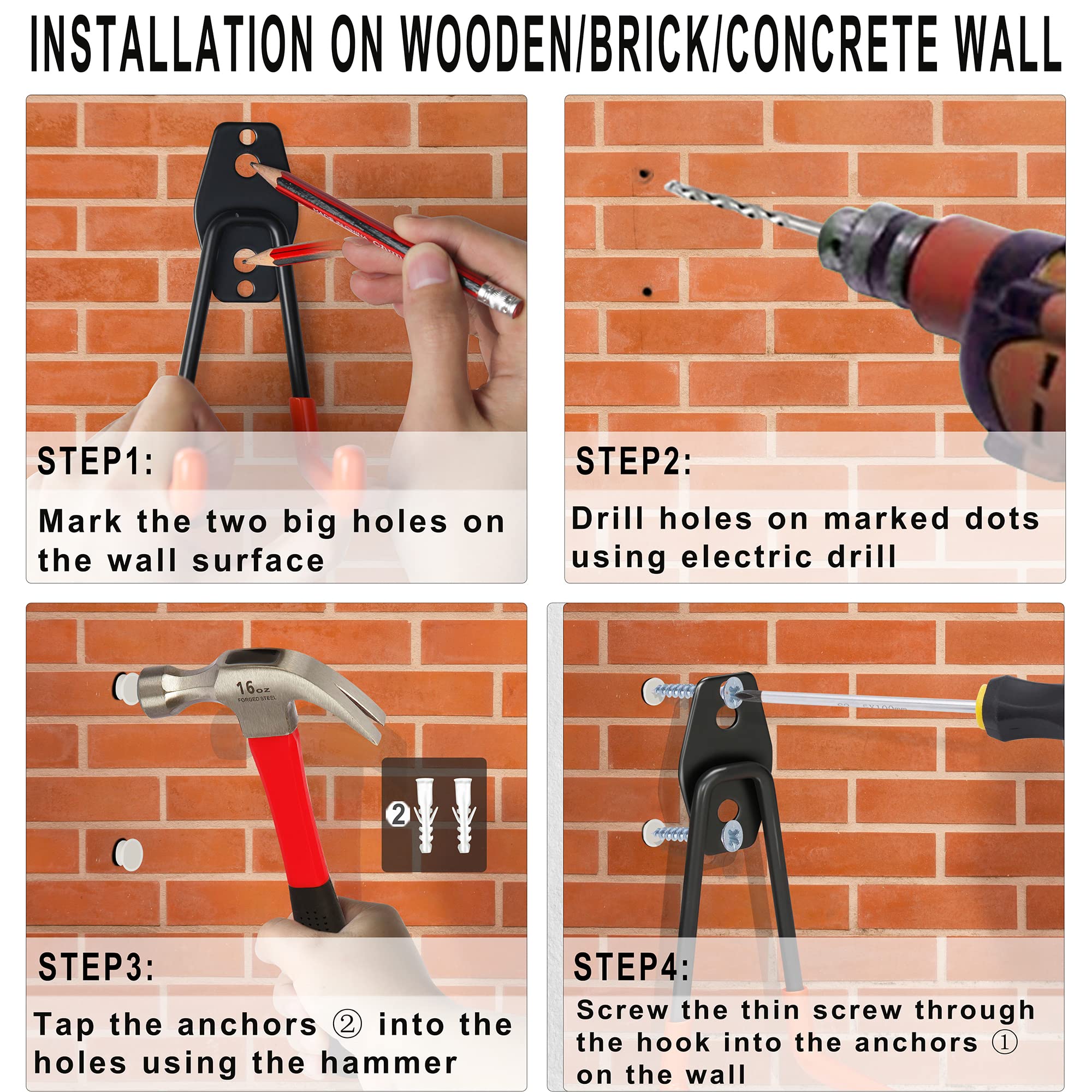 KOFANI easy-install with screws and anchors for plaster to concrete walls