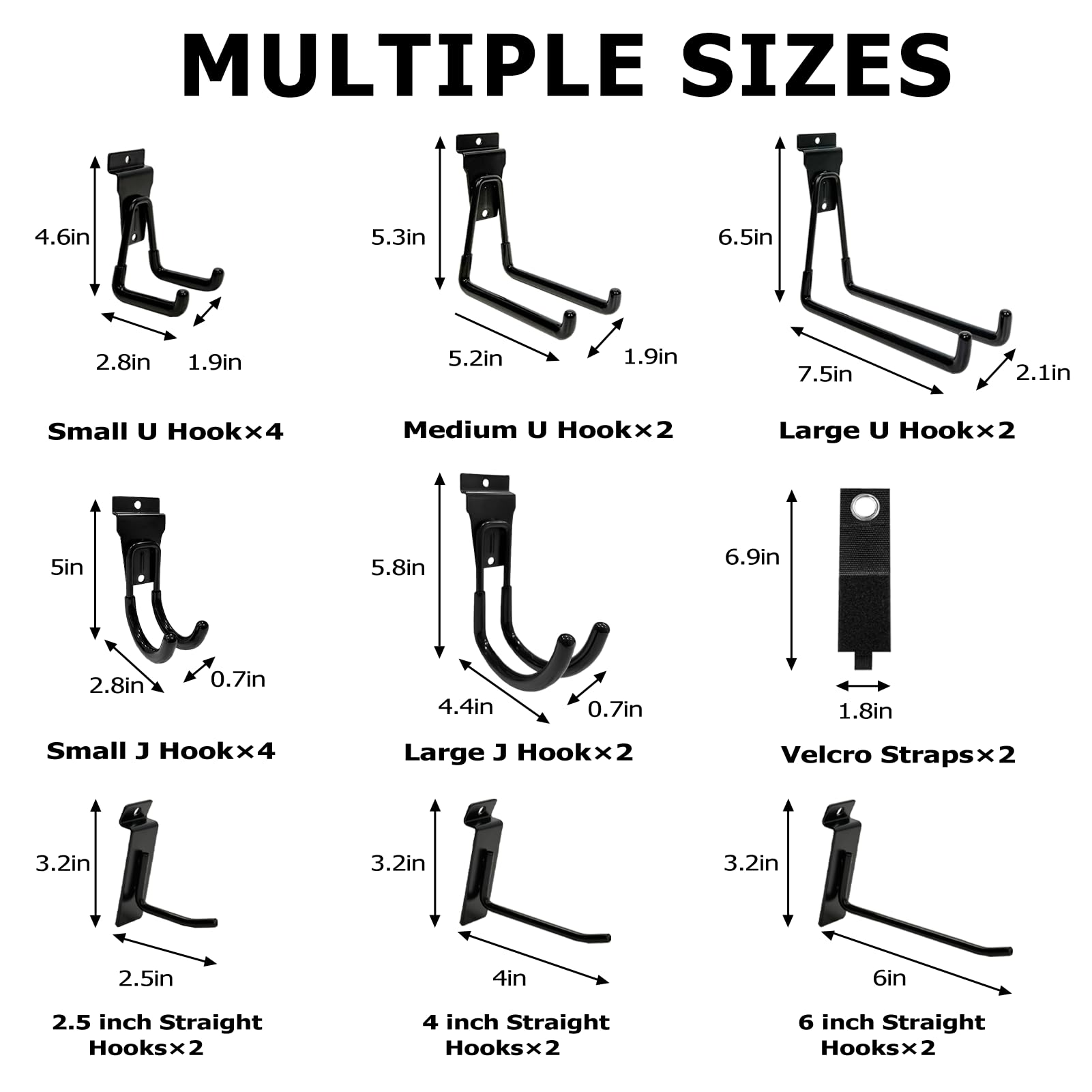 KOFANI Slatwall 2.5-inch single hooks organize cords and accessories.