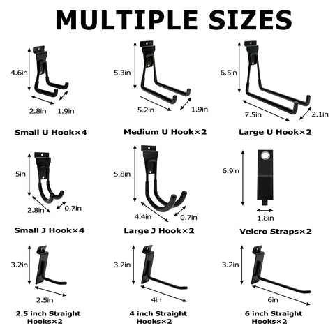 KOFANI Slatwall 2.5-inch single hooks organize cords and accessories.