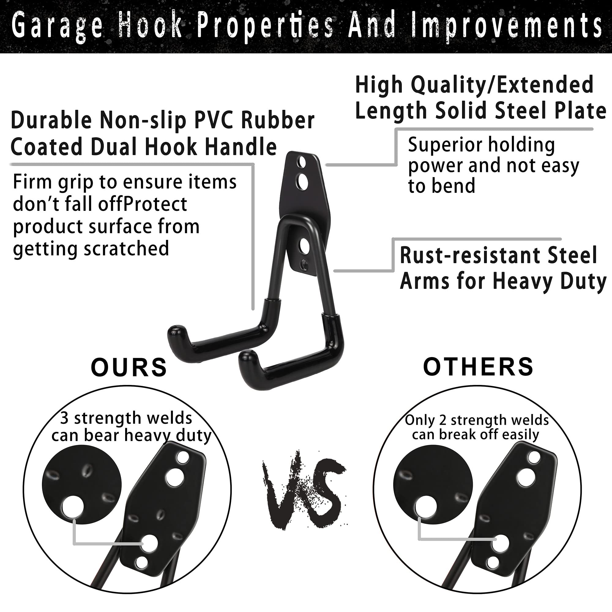 KOFANI garage hooks in multiple sizes keep bulky gear organized