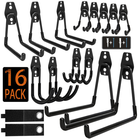 KOFANI steel garage hooks mounted on wall for secure tool storage
