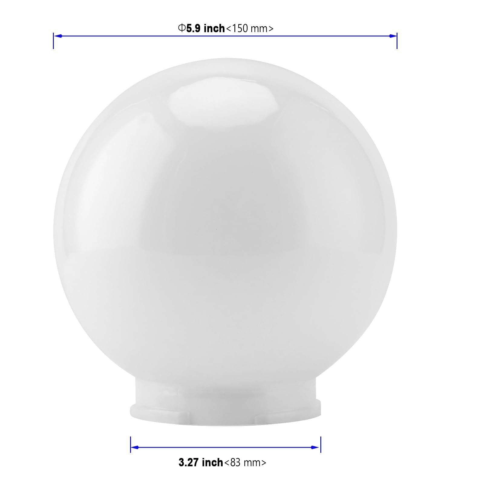 KOHAND acrylic shade round white 6x6, enhances room ambiance with clear diffusion.