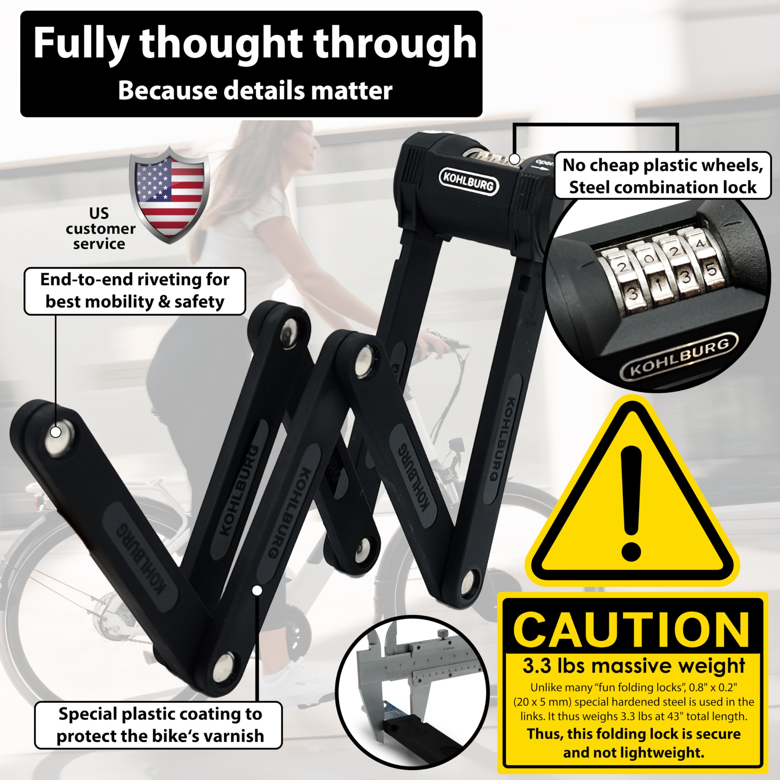 KOHLBURG all-steel lock core resists ice spray and attacks without plastic parts.