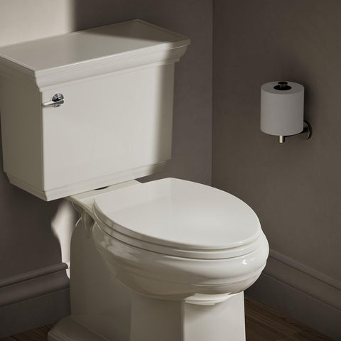 KOHLER Brevia seat quick-release hinges close-up shows easy removal for cleaning