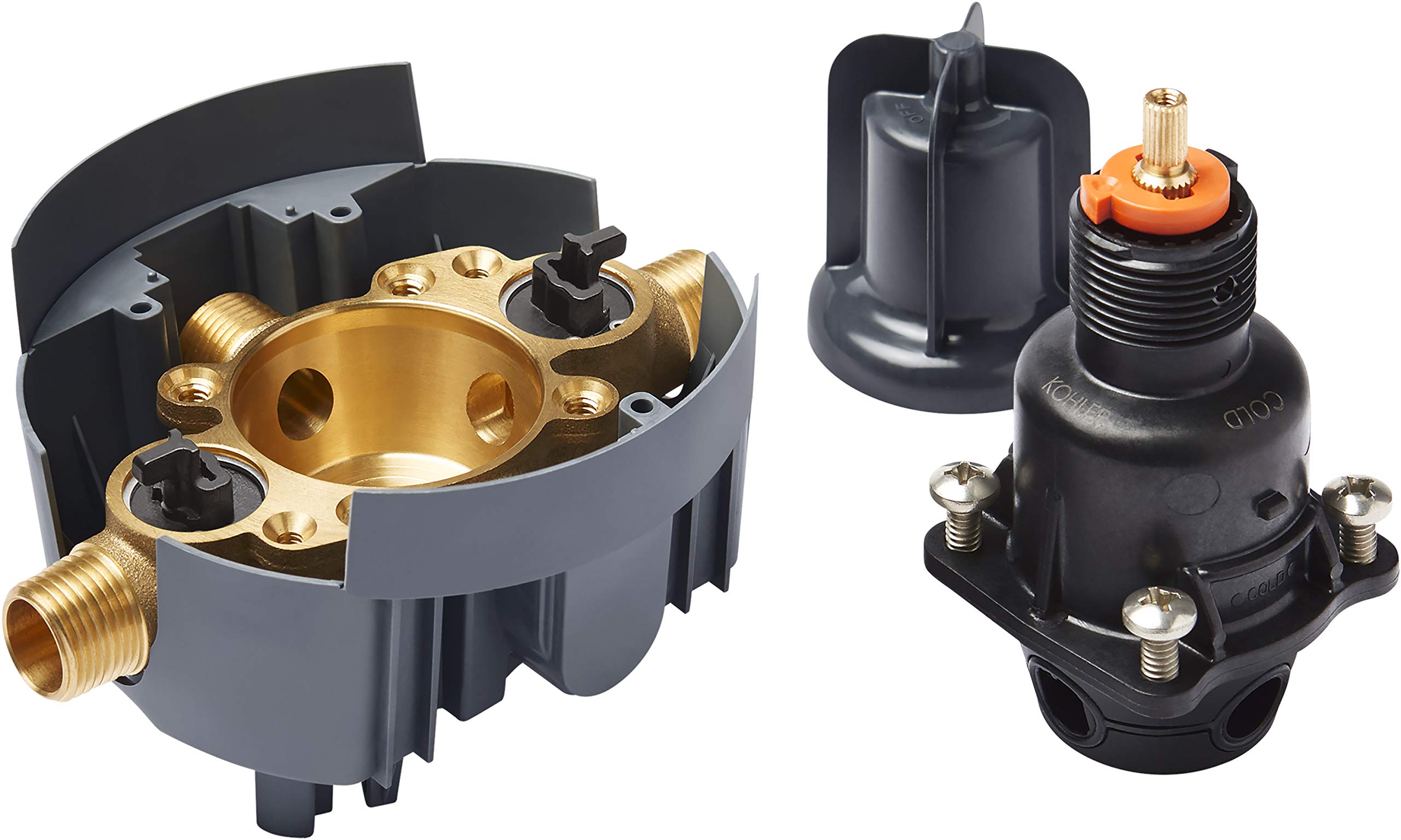Kohler rough-in guide and mud guard aid precise valve installation.