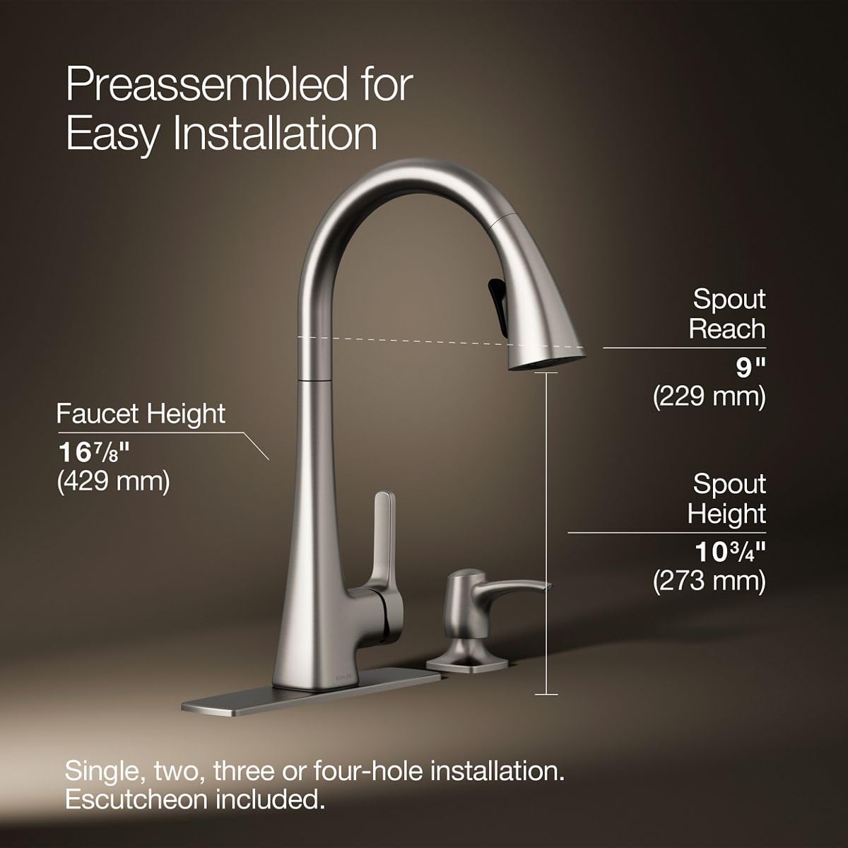 Kohler Maxton MasterClean sprayface resists mineral buildup for easy maintenance.