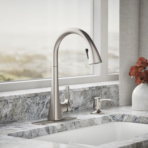Kohler Maxton sweep spray in action delivering wide cleaning reach.