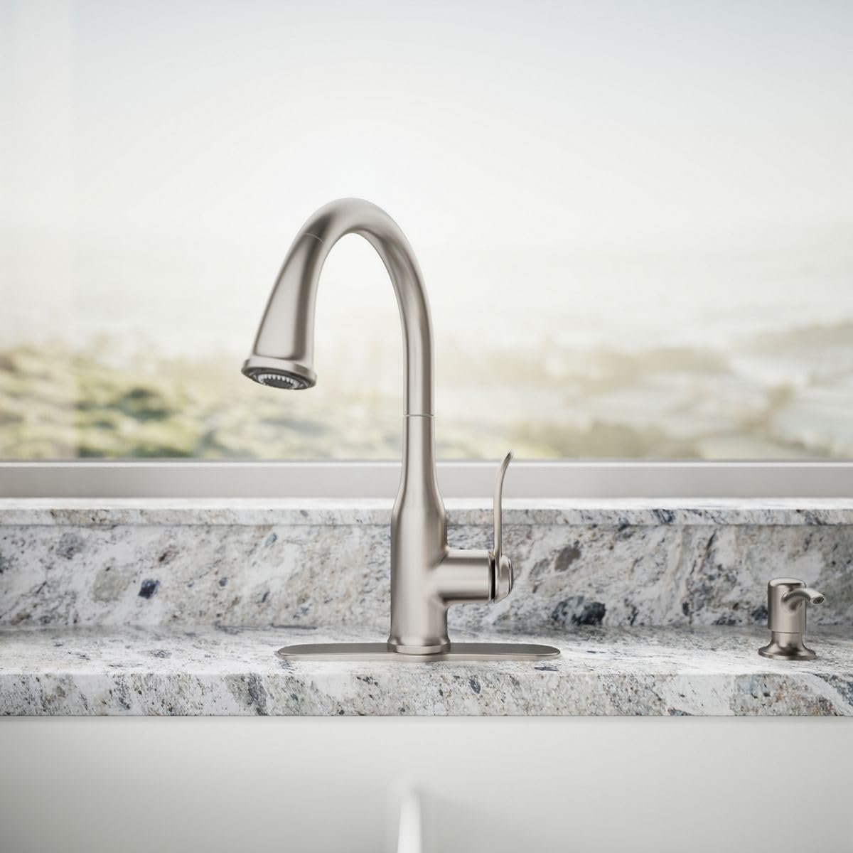 Kohler Motif spot-resistant vibrant stainless finish resists fingerprints for a cleaner look.