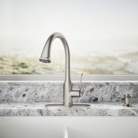 Kohler Motif spot-resistant vibrant stainless finish resists fingerprints for a cleaner look.
