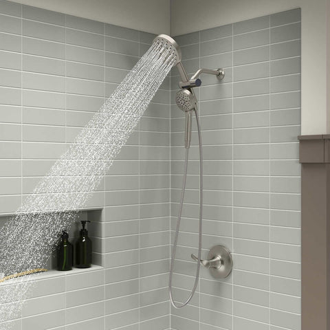 Kohler Prone PowerSweep handshower in action for deep cleaning shower walls