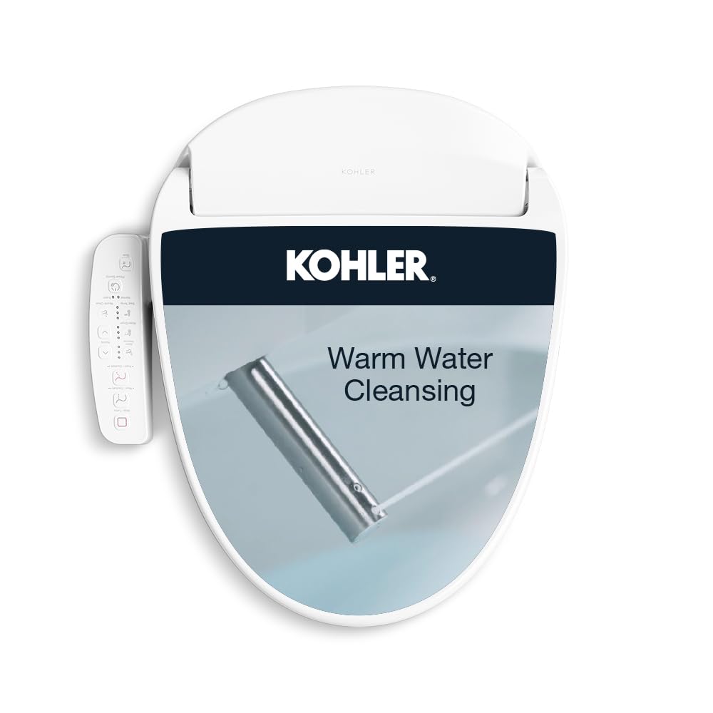 Kohler PureWash E580 elongated bidet seat close-up of heater and control panel for comfort customization.