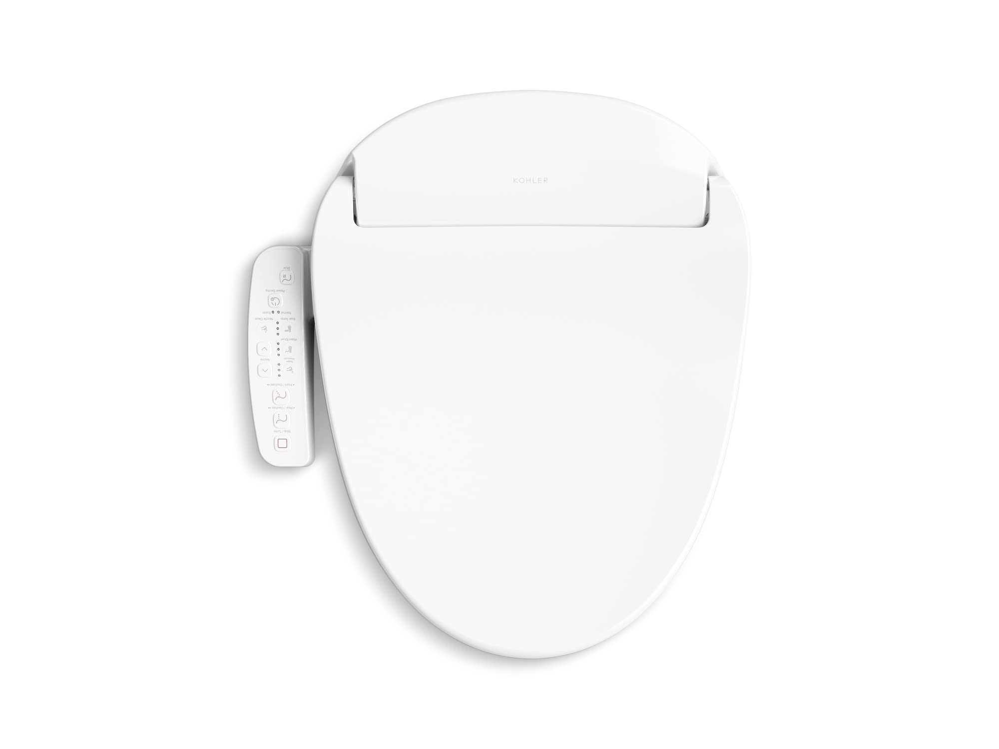 Kohler PureWash E580 front and rear nozzles deliver targeted cleansing with adjustable pressure.