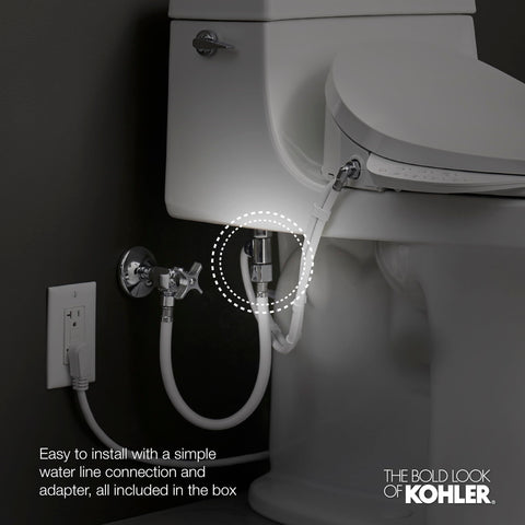 Kohler PureWash E580 quiet-close lid reduces slamming for a calmer bathroom routine.