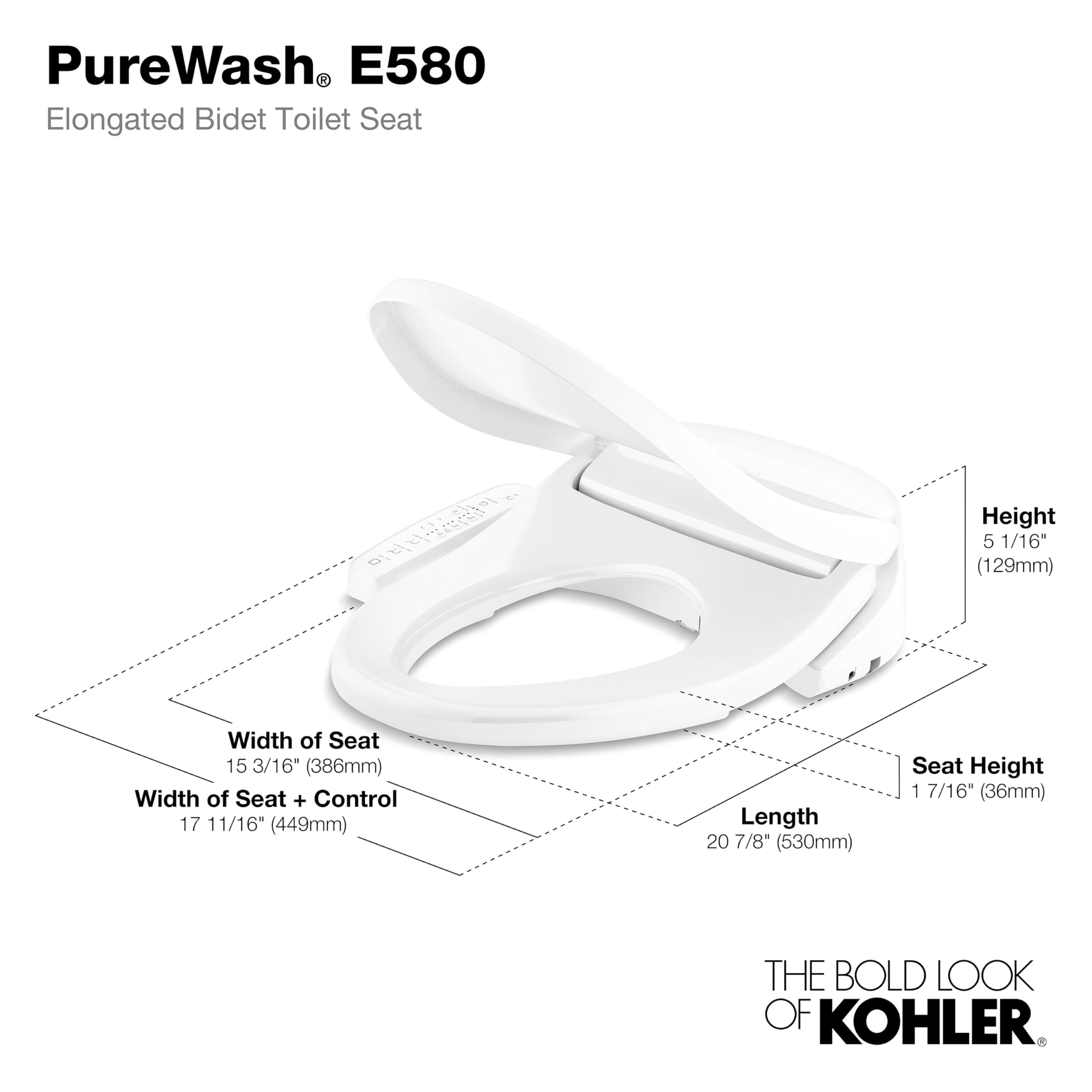 Kohler PureWash E580 warm-water control panel enables precise temperature and pressure adjustments for personalized cleansing.