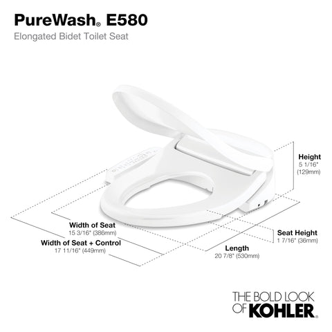 Kohler PureWash E580 warm-water control panel enables precise temperature and pressure adjustments for personalized cleansing.