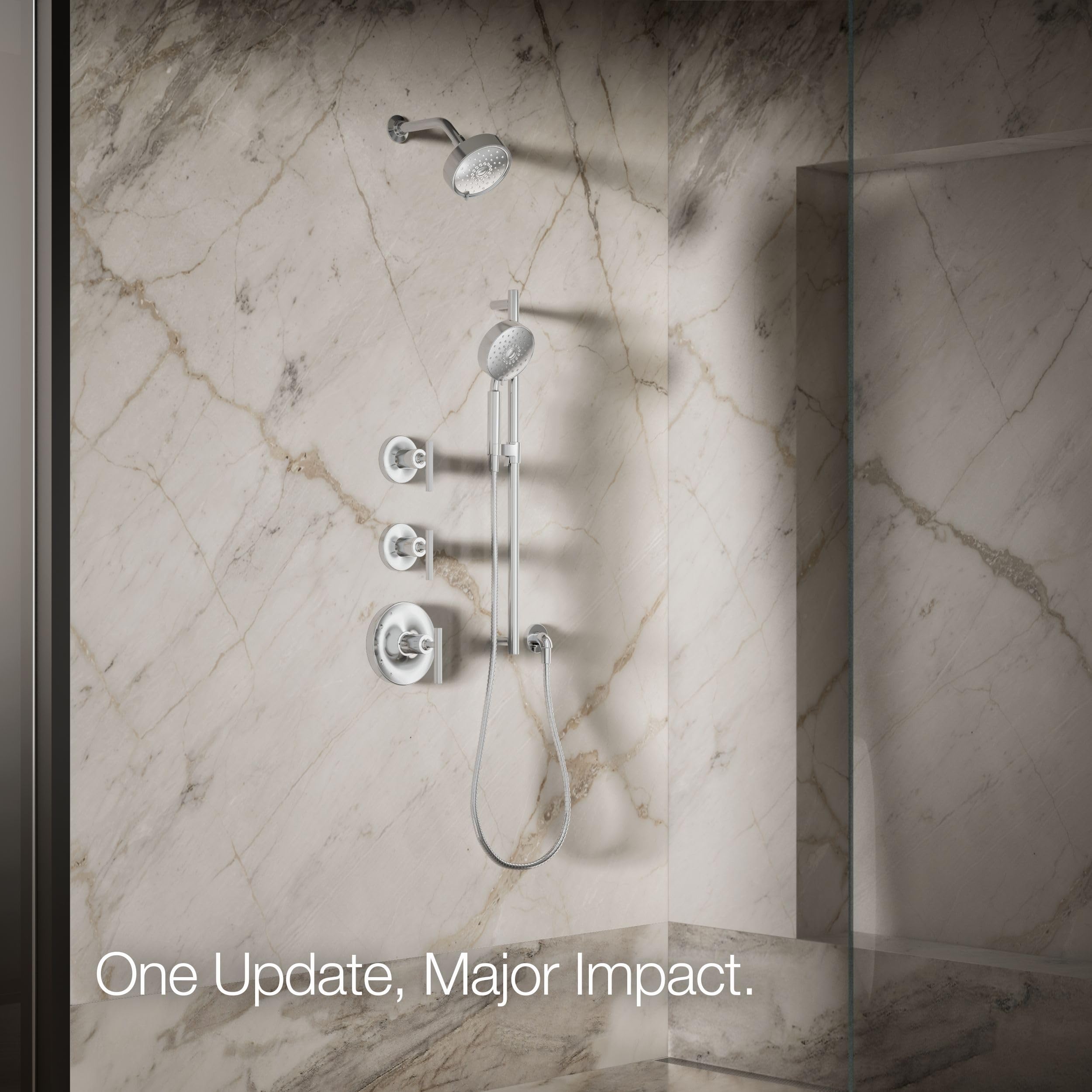 Kohler Purist 22170-CP polished chrome finish resists tarnish.