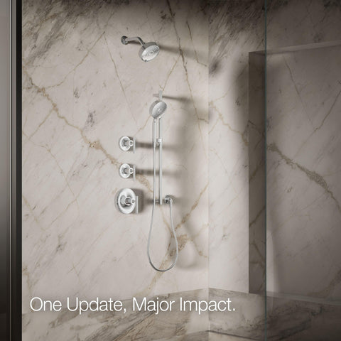 Kohler Purist 22170-CP polished chrome finish resists tarnish.