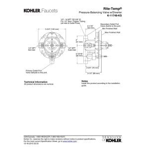 Kohler Rite-Temp valve with high-temperature limit stops for precise control