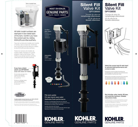 KOHLER Silent Fill Valve Kit installed on a toilet for dependable quiet operation