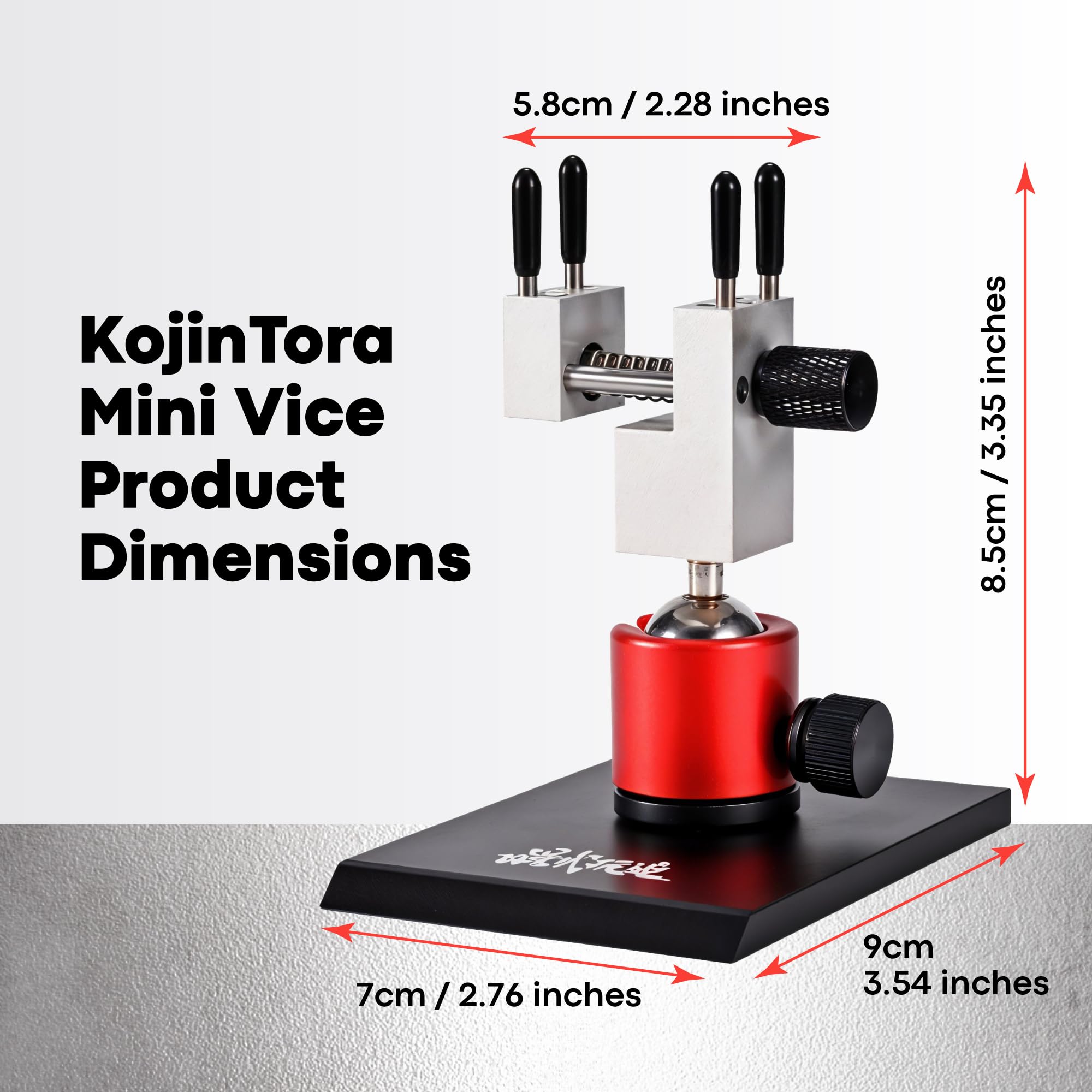 Kojintora mini vise complete set includes base and rods for hobbyists.