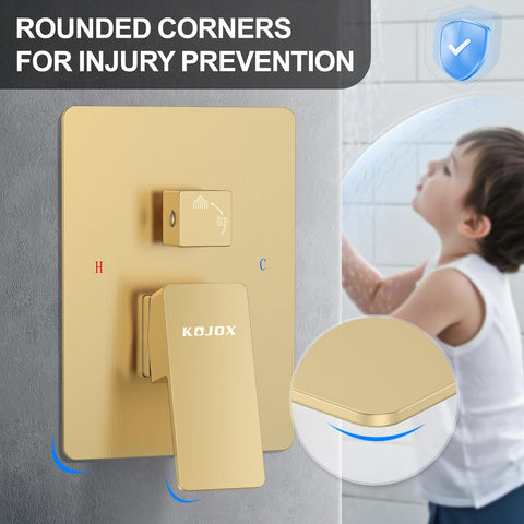 KOJOX brushed gold finish close-up highlighting premium hardware and tarnish resistance.