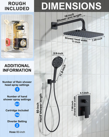 KOJOX matte black shower system installed and in use for daily showers.